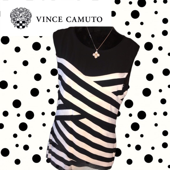 Vince Camuto Tops - Vince Camuto black/white striped 4-tier TOP LARGE